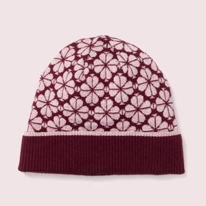 Kate Spade Spade Flower Beanie in Midnight Wine